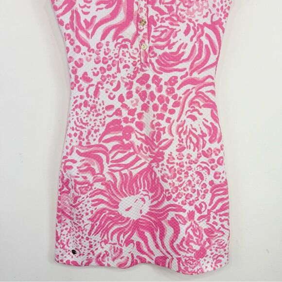 Lilly Pulitzer Raya Get Spotted Pink White Keyhole Back Cap Sleeve Mini Dress - Picture 6 of 16